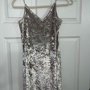 La Hearts Silver Velvet Mini Dress